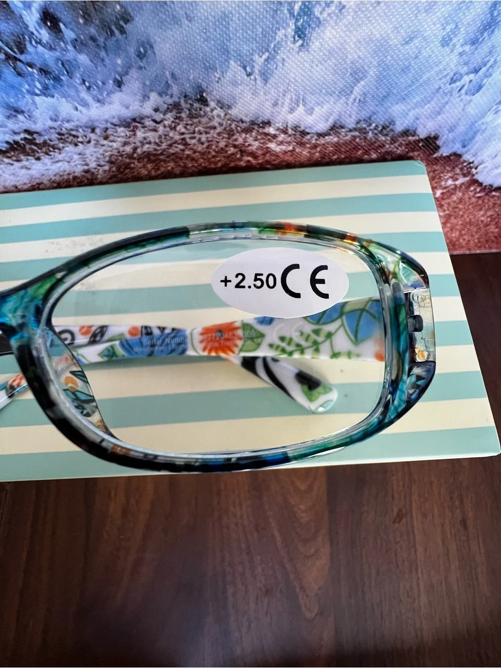 Blue Floral-Pattern Women’s Reading Glasses +2.50